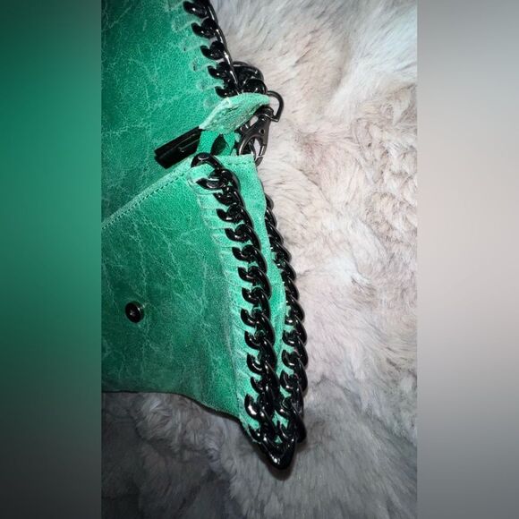 Borse In Pelle Emerald Green Leather Clutch Bag, made in Italy 🇮🇹 - Picture 8 of 16